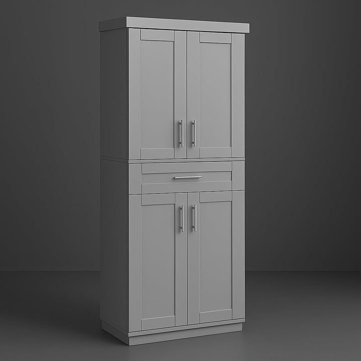 HOMCOM Grey Freestanding Kitchen Cabinet with Adjustable Shelves and Drawer