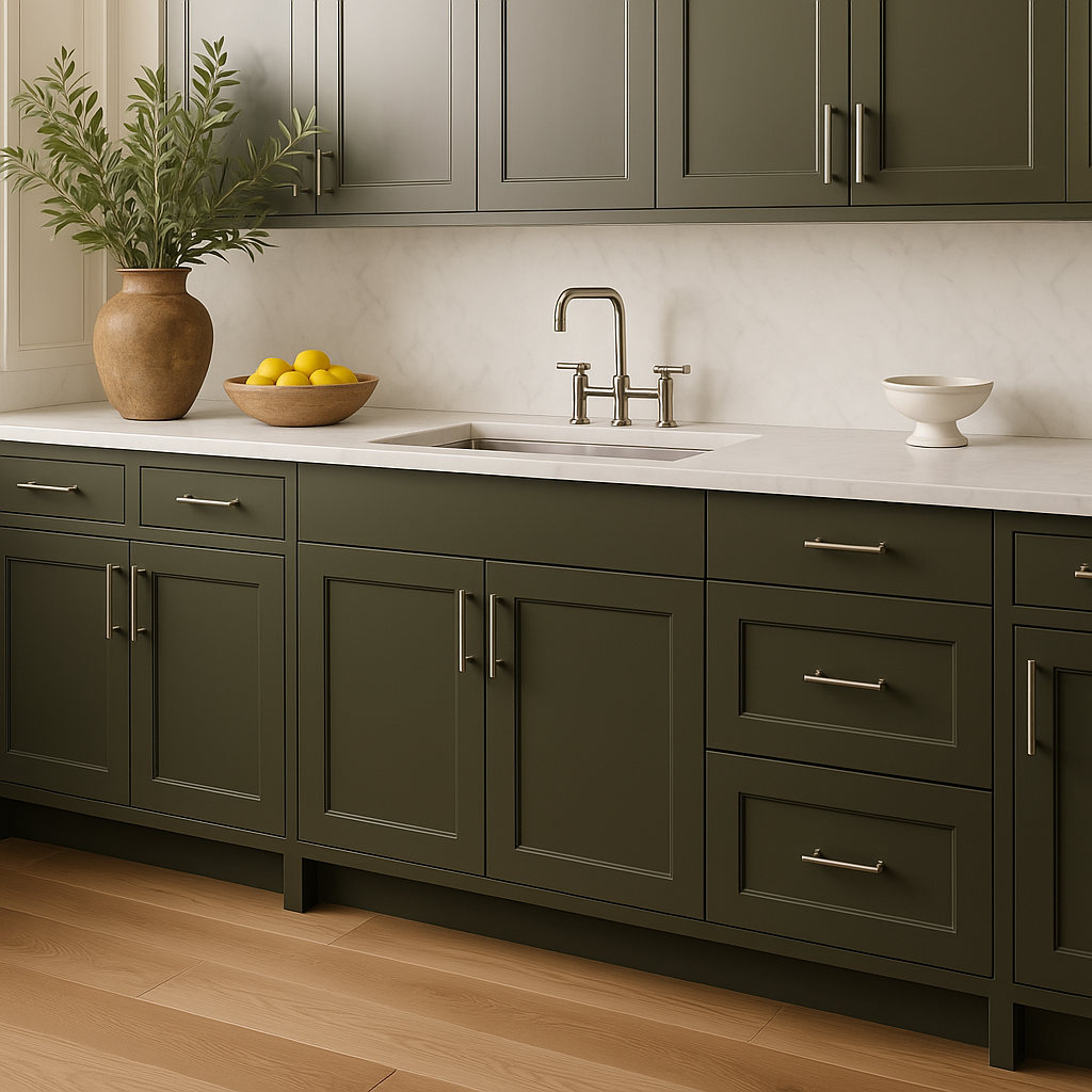 Hampton Bay Avondale Shaker Sink Base Kitchen Cabinet, Fern Green, 33x24x34.5 in.