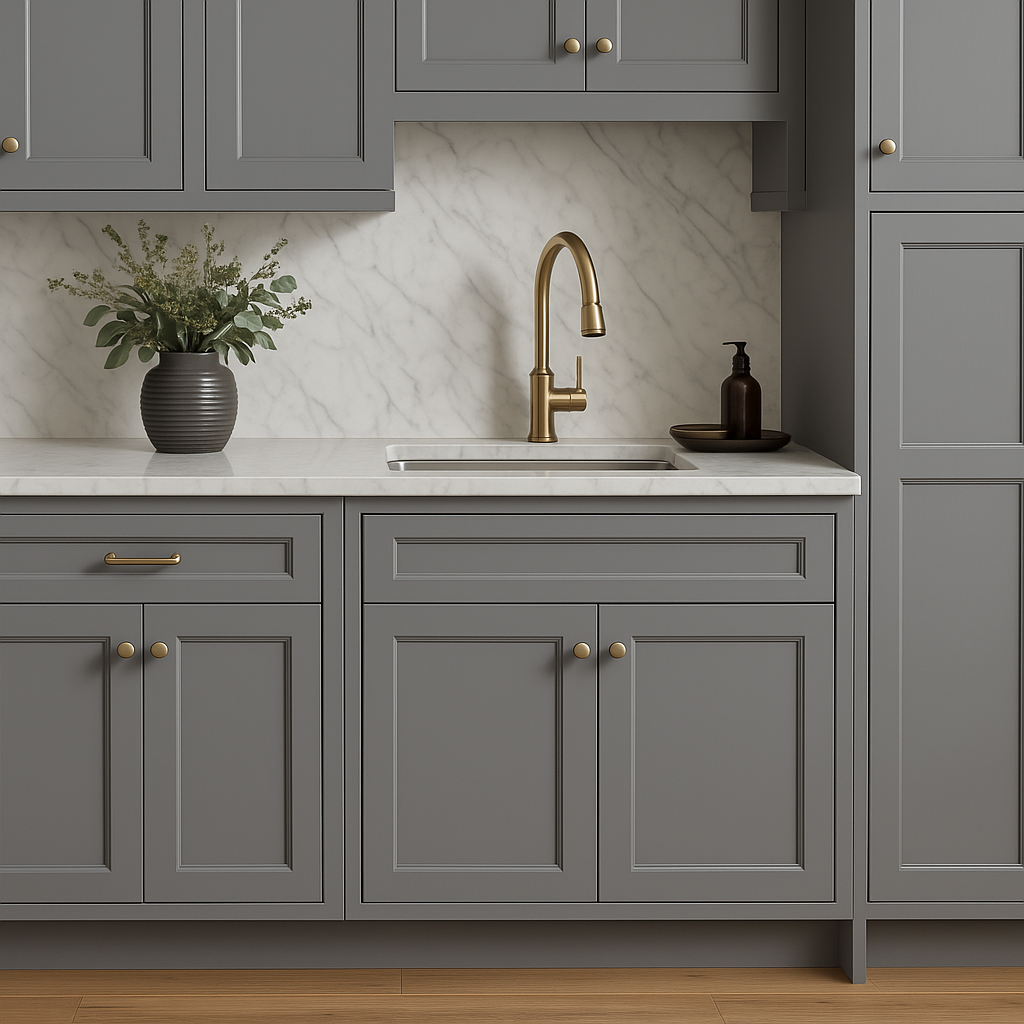 PELHAM & WHITE Keyport Shaker Charcoal Base Kitchen Cabinet - Tool-Free Assembly