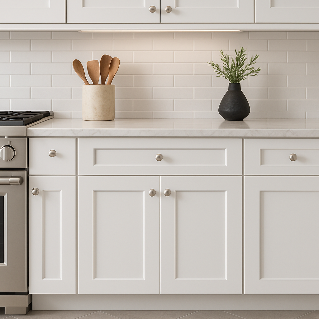 HOMEIBRO Shaker White Plywood Base Kitchen Cabinet with Drawer and Doors