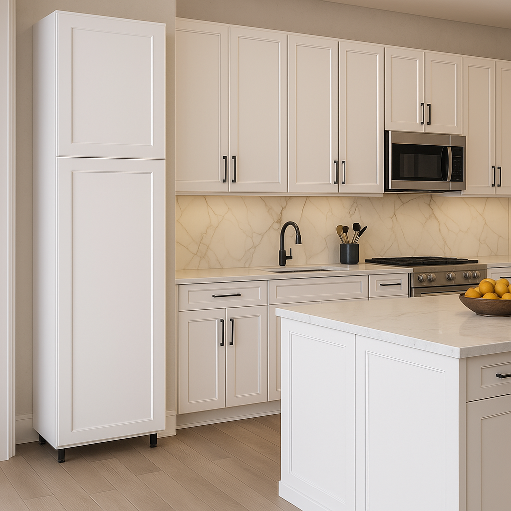 Cambridge Everest Shaker Pantry Kitchen Cabinet, White, Ready to Assemble