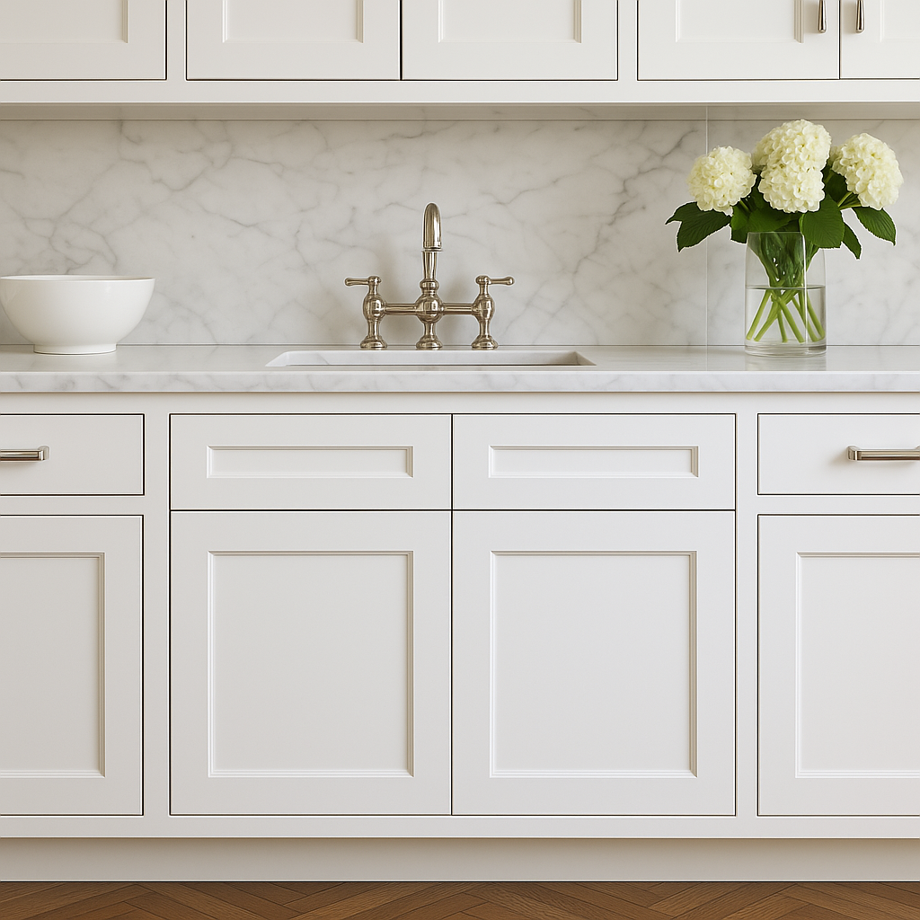 Plywell Ready to Assemble Shaker Sink Base Cabinet, White, 36x34.5x24 in.