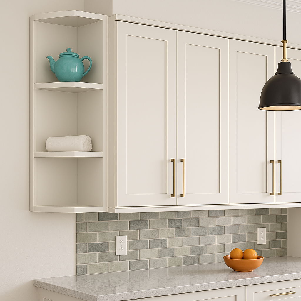 Plywell Shaker Wall End Open Shelf Cabinet, Ready to Assemble, White