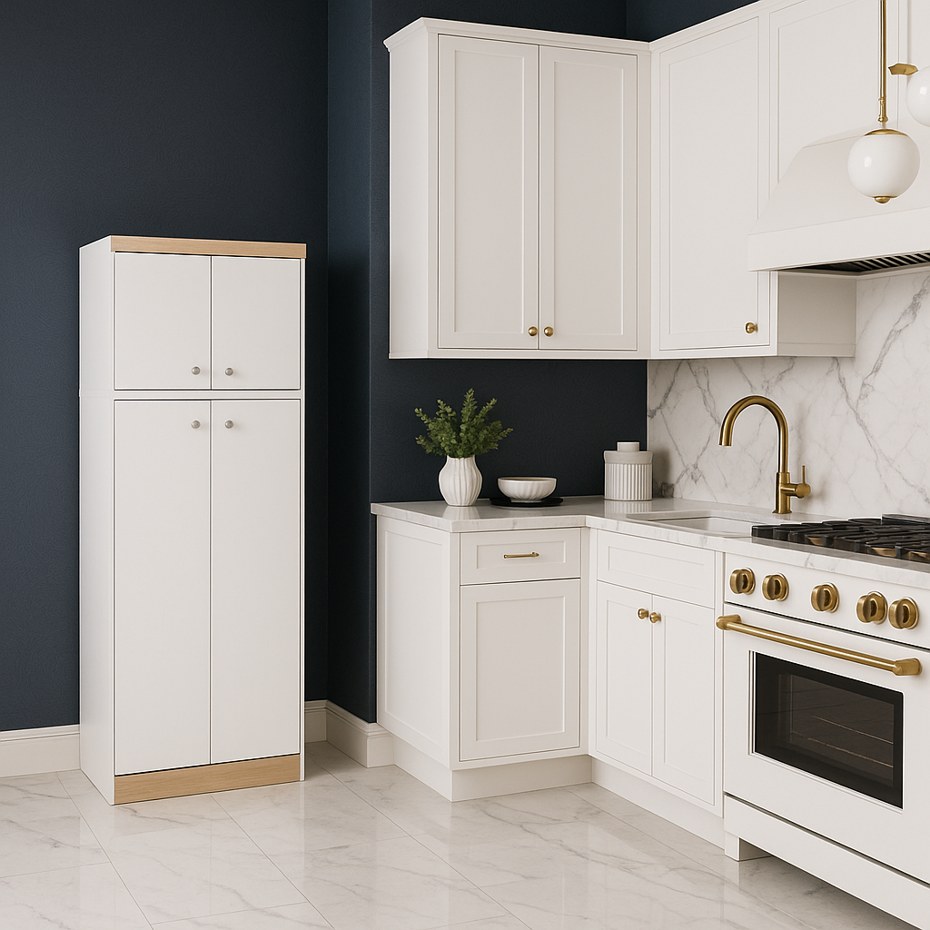 Inval America LLC GALLEY Kitchen Storage Utility Cabinet in White and Vienes Oak