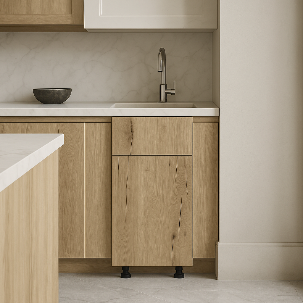 Cambridge Radiance Ready to Assemble Slab Base Kitchen Cabinet, Light Oak