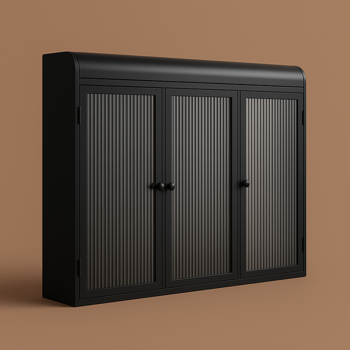 Adrinfly 3-Door Arched Wall-Mounted Glass Cabinet in Black