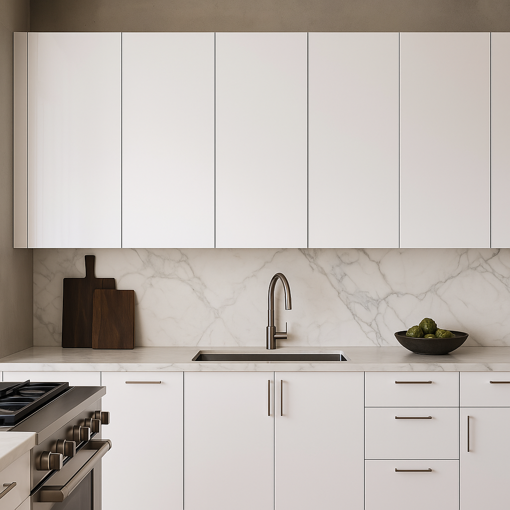 Cambridge Radiance Ready to Assemble Slab Wall Kitchen Cabinet in White Gloss - 33 in. W x 12 in. D x 36 in. H