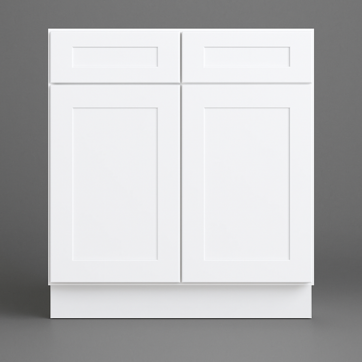 HOMEIBRO Shaker White Plywood Base Kitchen Cabinet with 2 Drawers and 2 Doors