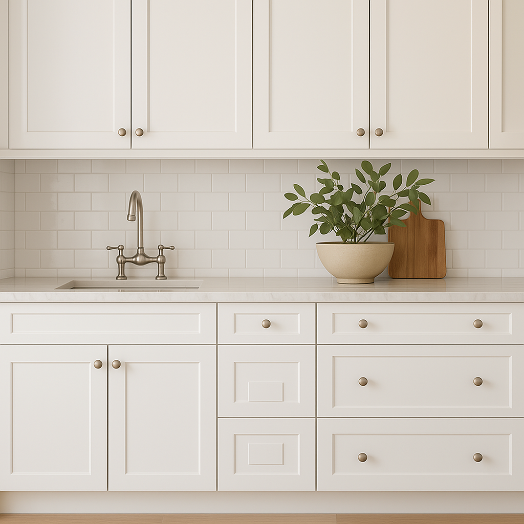 HOMEIBRO Shaker White Plywood Kitchen Cabinet with 3 Drawers - 12" W x 24" D x 34.5" H