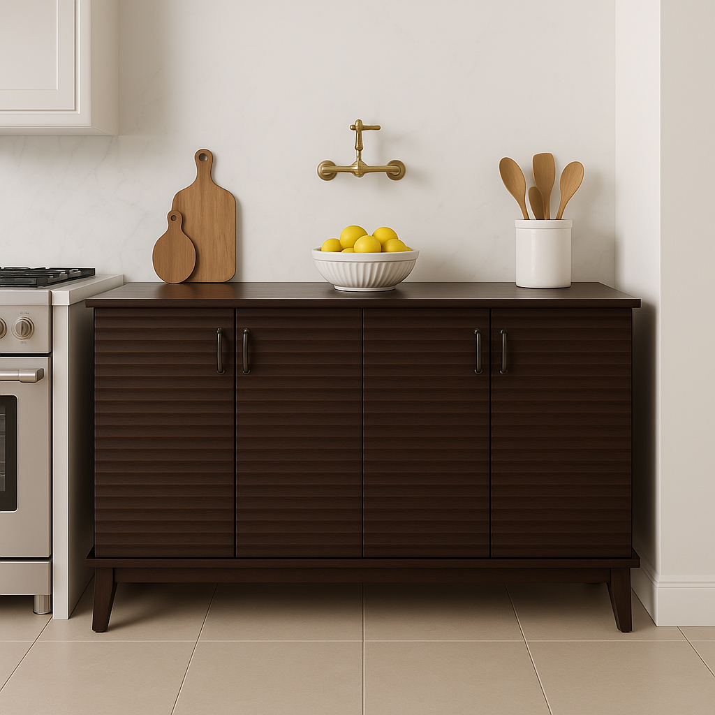 Unbranded 60 in. MDF Kitchen Cabinet in Espresso with 4 Doors