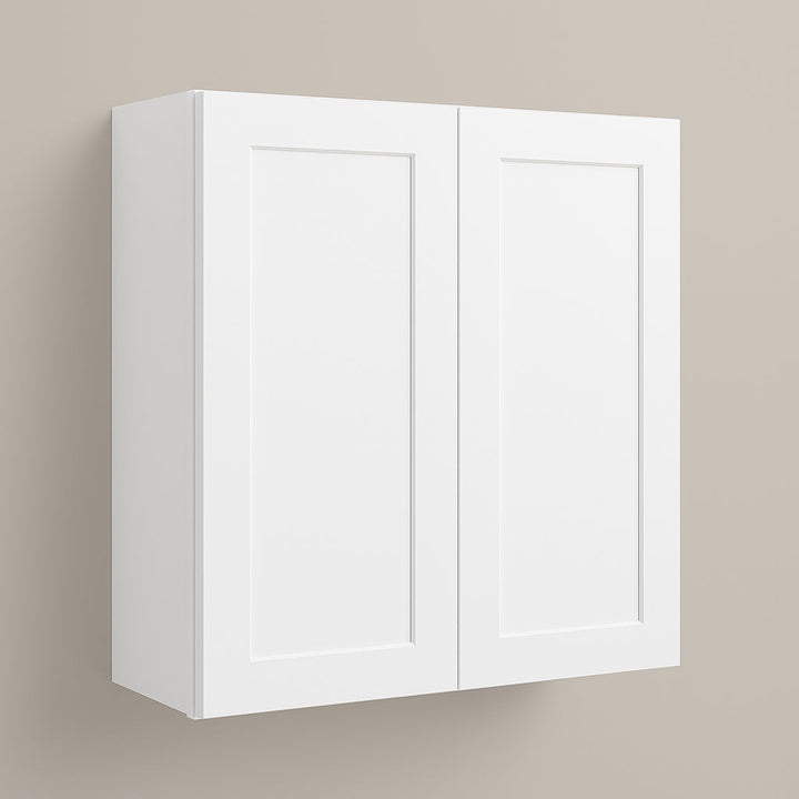 Plywell Shaker Double Door Wall Cabinet, Ready to Assemble, White, 36x30x12 in.