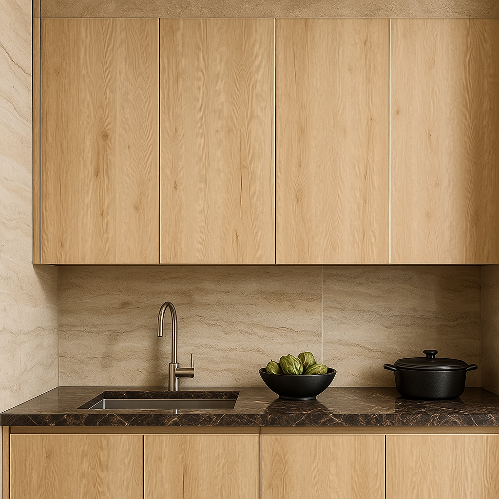 Cambridge Radiance Light Oak Slab Wall Kitchen Cabinet - 24x12x30 in.