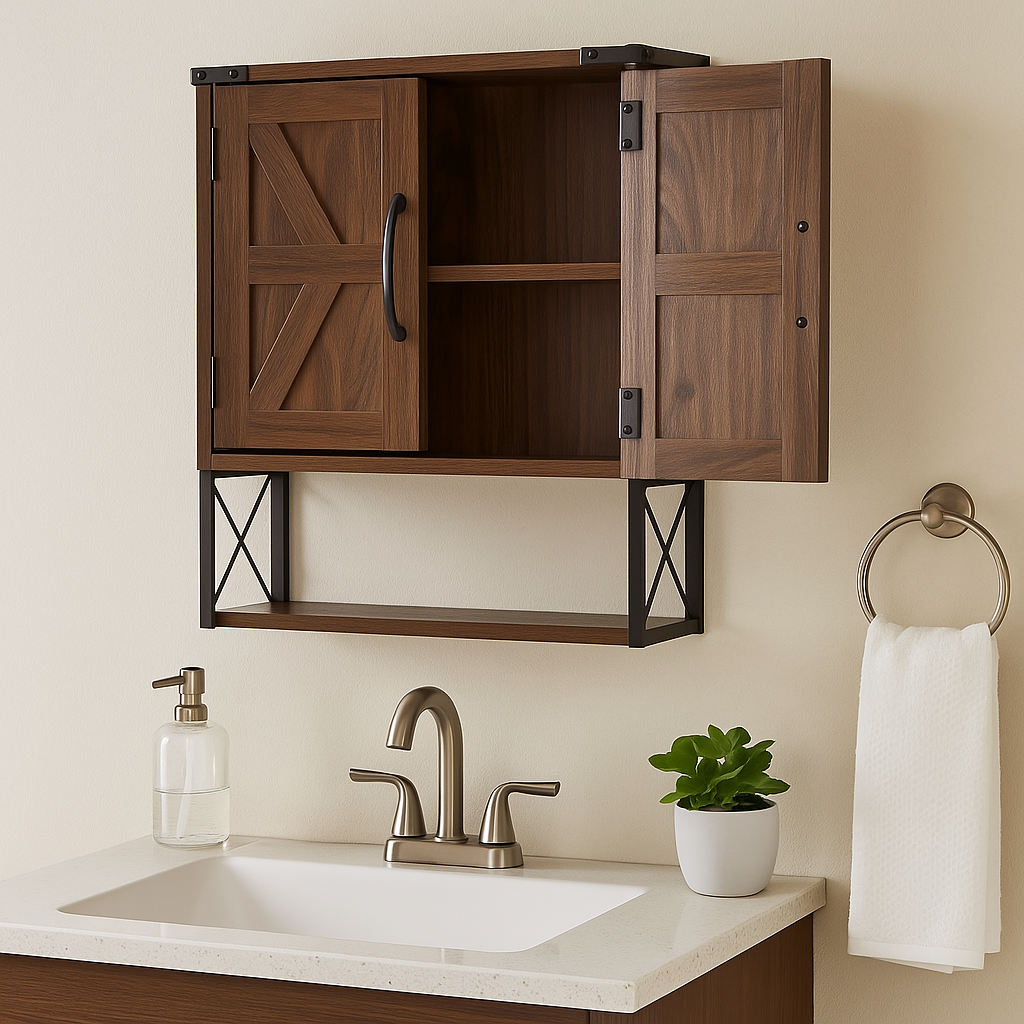 Adrinfly Dark Walnut Medicine Cabinet with Adjustable Shelf - 15" x 7" x 23"