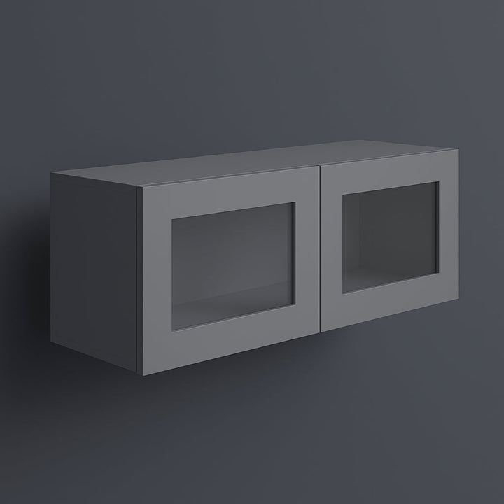 HOMEIBRO Shaker Grey Wall Glass Kitchen Cabinet - 33-in W x 12-in D x 12-in H