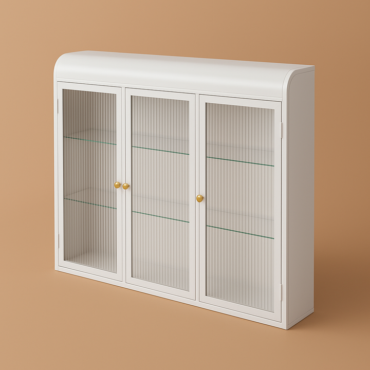 Adrinfly 3-Door Arched Wall-Mounted Glass Cabinet in White