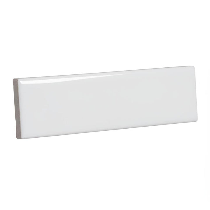 Festival Bright White Ice Ceramic Bullnose Tile - 2 x 6