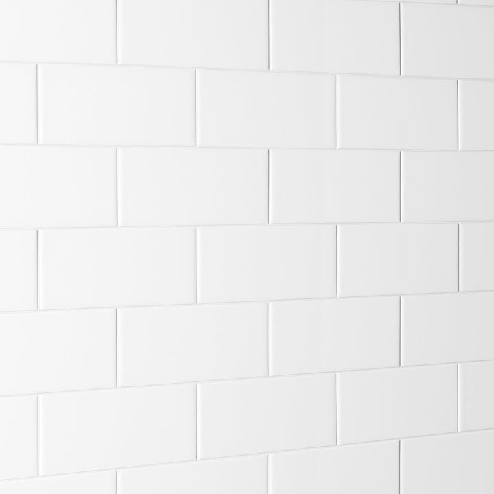 Festival Bright White Ice Subway Ceramic Wall Tile - 3x6 High Gloss