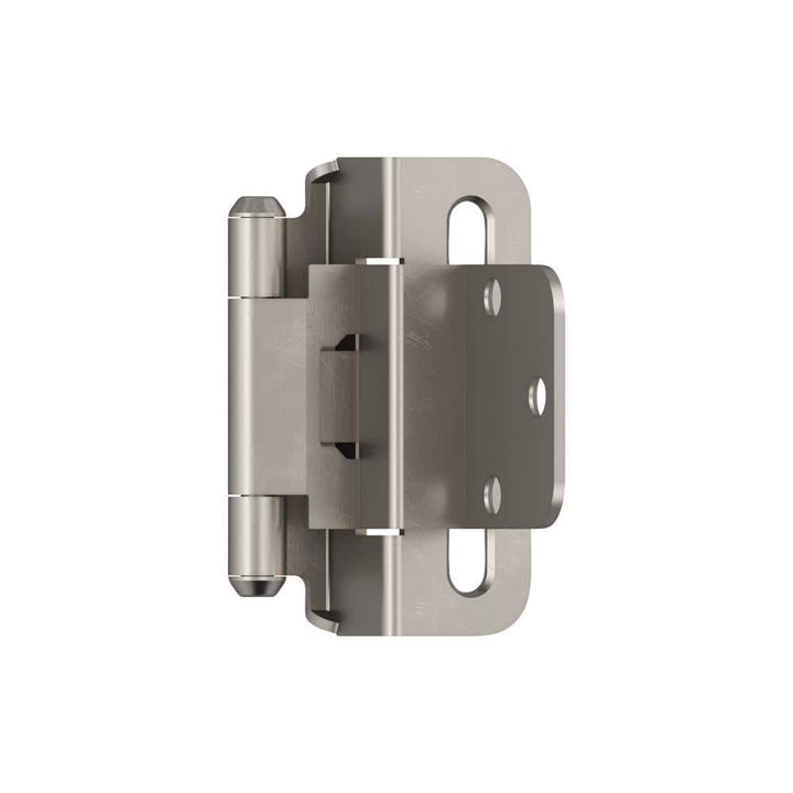Amerock 3/8 in. (10 mm) Satin Nickel Inset Self-Closing Partial Wrap Cabinet Hinge, 2-Pack