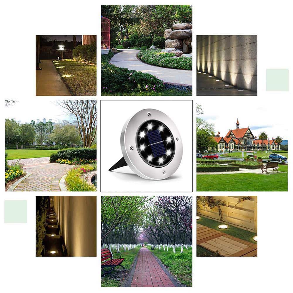 Angel Sar Cold Solar Ground Lights, 8 LED Garden Lights Solar Powered (12-Pack)