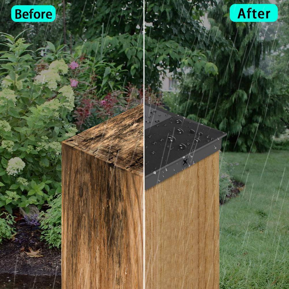 Angel Sar 3.5 in. x 3.5 in. Wood Fence Post Caps, PP Plastic Water-Proof UV-Proof, Keep Post from Cracking and Rotting (24-Pack)