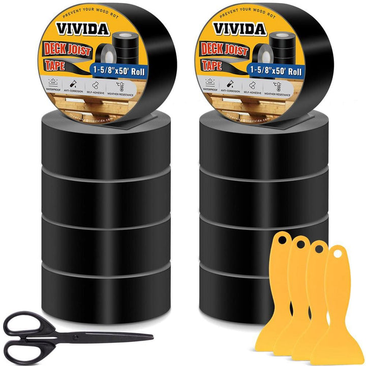 Angel Sar 1-5/8 in. x 50 ft. Deck Joist Butyl Tape, Weather-Resistant Deck Flashing for Wood Decks Beams Roof (10-Pack)