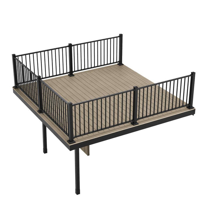 FORTRESS Apex Attached 12 ft. x 12 ft. Arctic Birch PVC Deck Kit with Steel Framing and Aluminum Railing