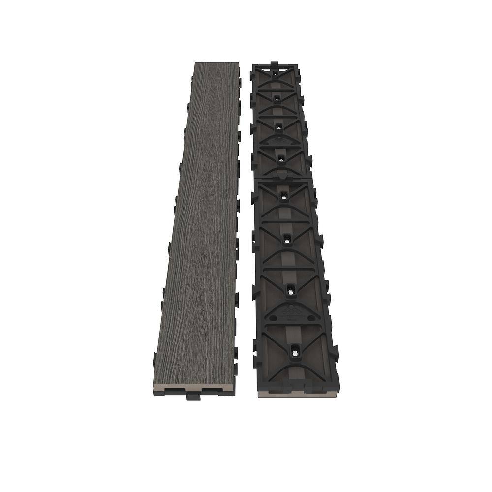 NewTechWood UltraShield Naturale 3 in. x 2 ft. Quick Composite Single Slat Deck Tile in Argentinian Silver Gray (4-Pieces per Box)
