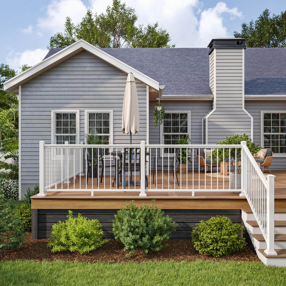 Aria Railing 42 in. x 69.43 in. White Powder Coated Aluminum Preassembled Deck Stair Railing