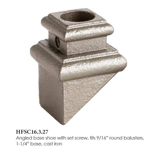 HOUSE OF FORGINGS Round Hole 1.25 in. Cast Iron Angled Shoe Baluster Shoe Satin Clear