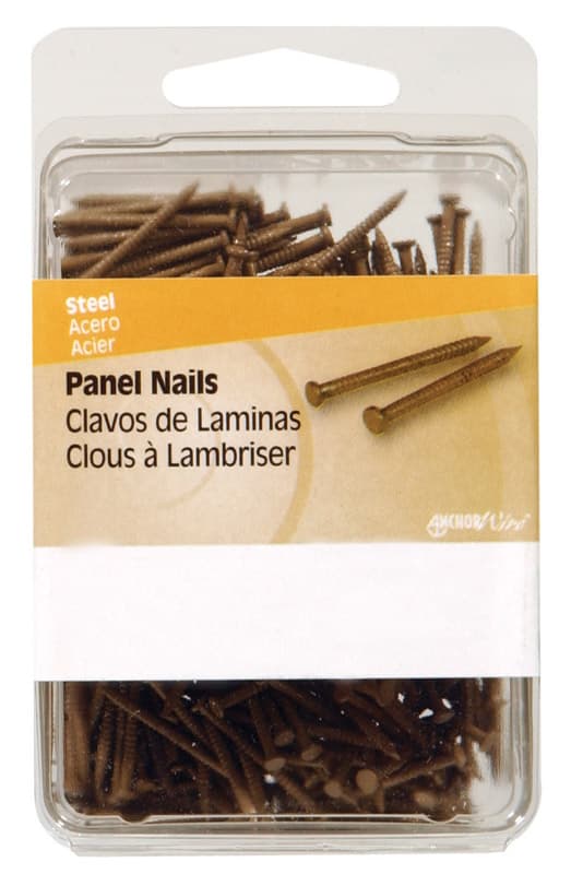 Hillman 1 in. Panel Steel Nail Flat Head, Brown, 16-Gauge Spiral Shank
