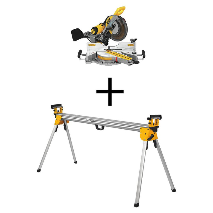 15 Amp Corded 12 in. Double-Bevel Sliding Compound Miter Saw with Heavy-Duty Miter Saw Stand - Super Arbor