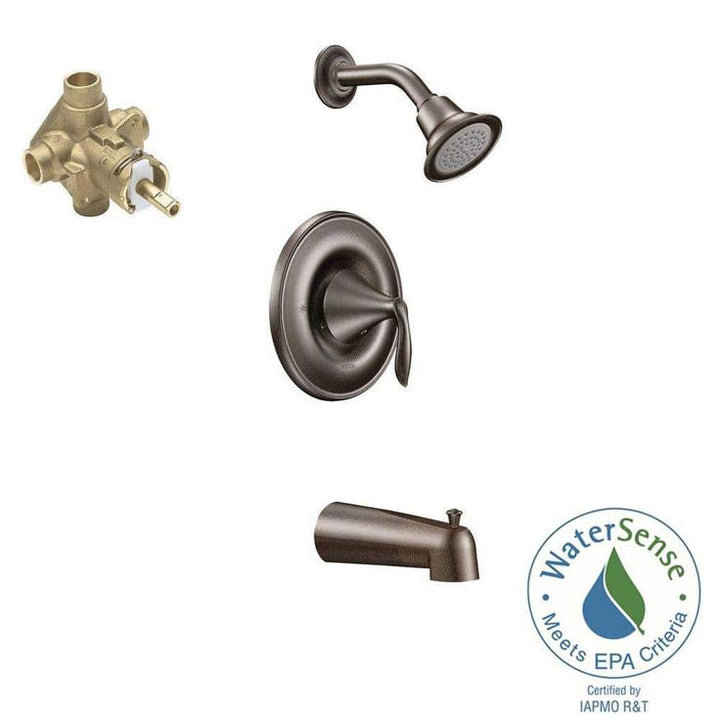 Eva Single-Handle 1-Spray Tub and Shower Faucet Trim Kit with Valve in Oil Rubbed Bronze (Valve Included)