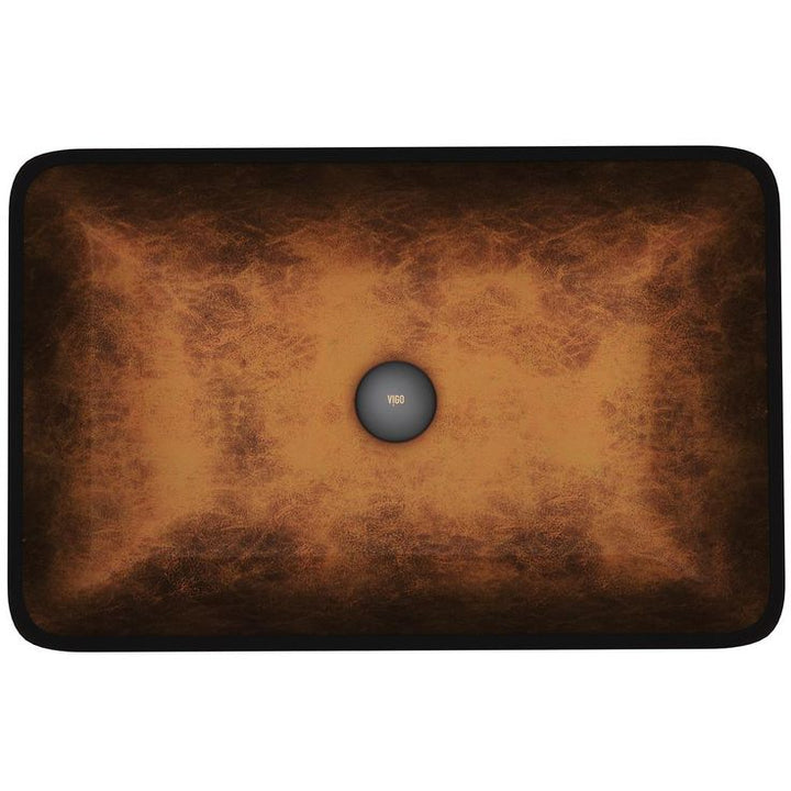 VIGO Russet Handmade Glass Rectangle Vessel Bathroom Sink in Rich Chocolate Brown