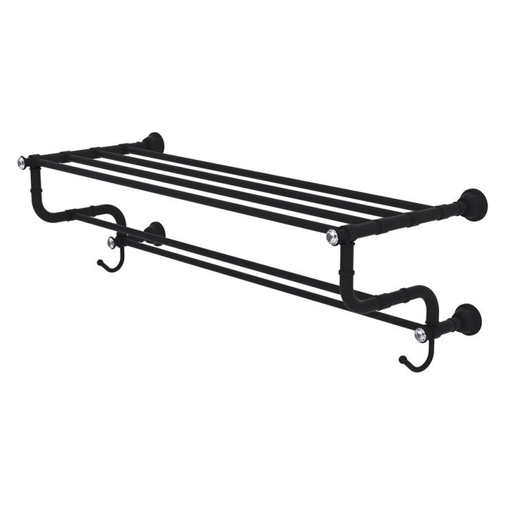 Allied Brass Carolina Crystal Collection 36-in Towel Shelf with Double Towel Bar in Matte Black