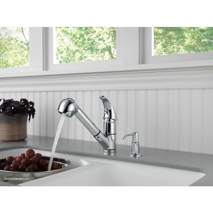 Peerless Chrome 1-Handle Deck-Mount Pull-Out Handle Kitchen Faucet (Deck Plate Included)