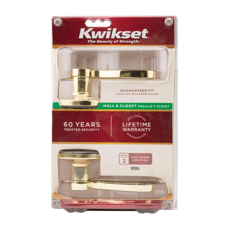 Kwikset Lido Polished Brass Passage Lockset, ANSI/BHMA Grade 2, 1-3/4 in.