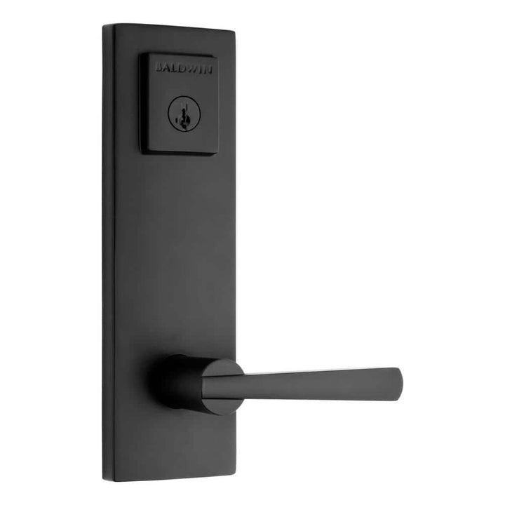 Baldwin Prestige Spyglass Matte Black Universal Entrance Door Handleset with SmartKey Security
