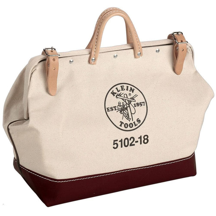 Klein Tools 18 in. Canvas Tool Bag, No. 8 Natural Canvas with Vinyl Bottom (Model 5102-18)