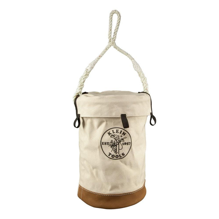 Klein Tools 5104VT Canvas Tool Bucket with Top, 12 in Diameter x 17 in Height, Leather-Reinforced Bottom