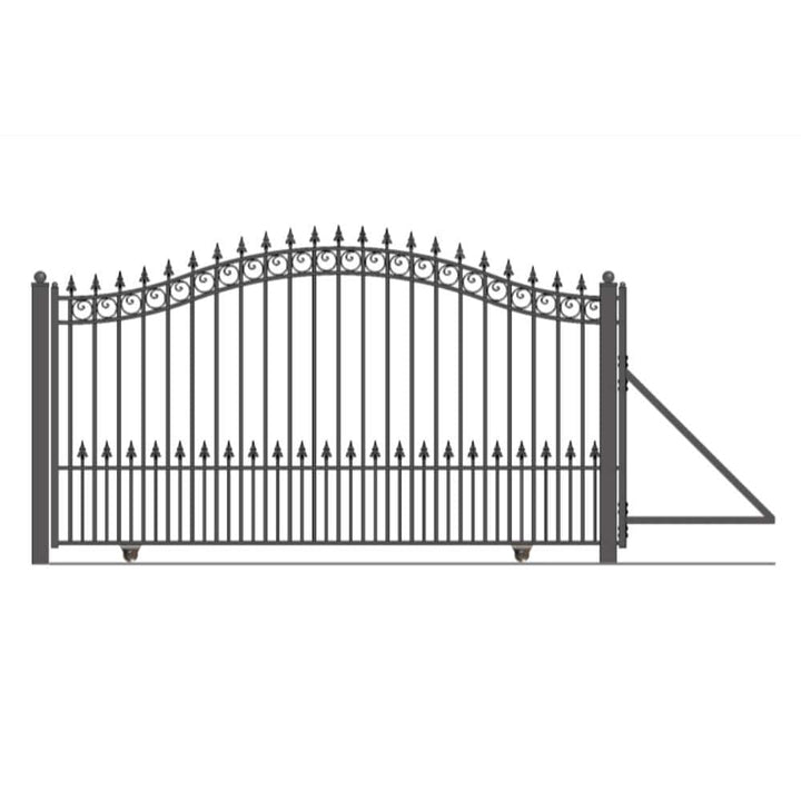 ALEKO Prague Style 12 ft. x 6 ft. Black Steel Single Slide Driveway with Gate Opener Fence Gate