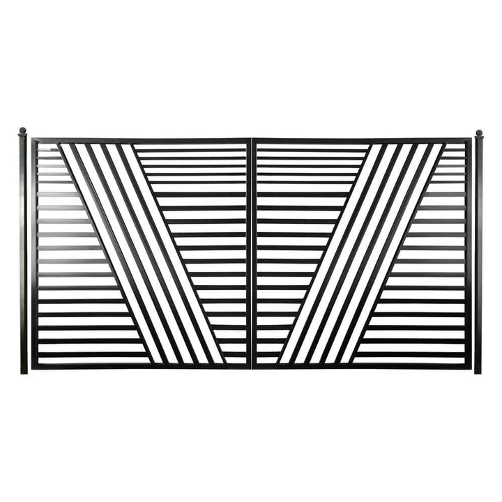 ALEKO 12 ft. x 6 ft. Sofia Black Metal Steel Dual Swinging Driveway Fence Gate