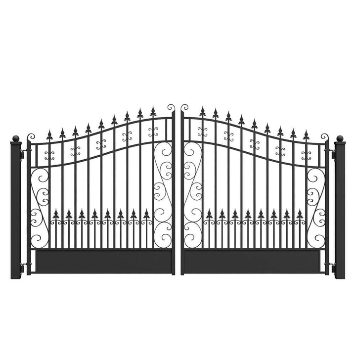 ALEKO Venice Style 12 ft. x 6 ft. Black Steel Dual Swing Driveway Fence Gate