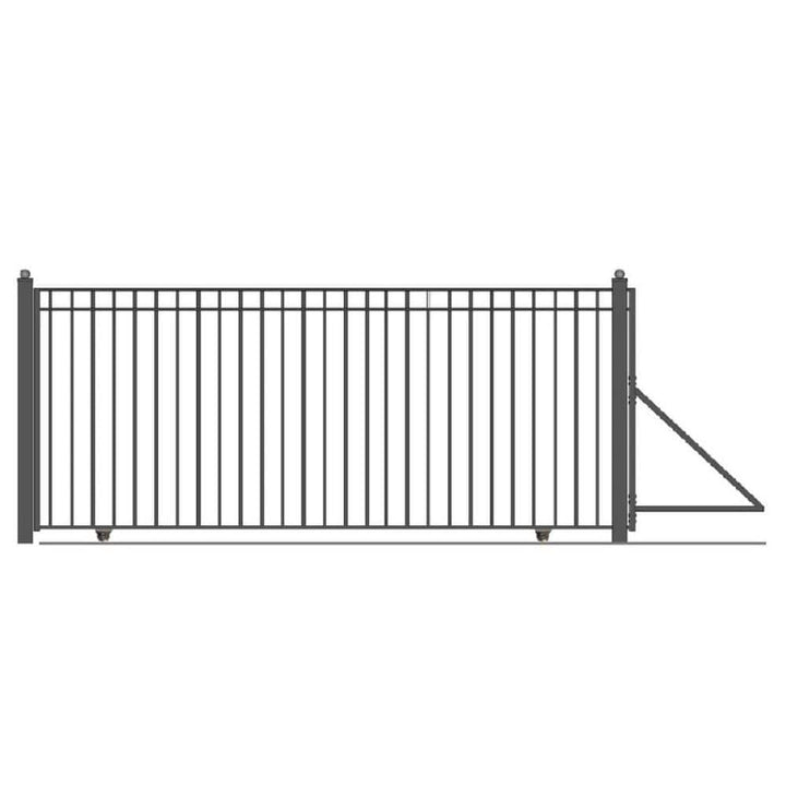 ALEKO Madrid Style 16 ft. x 6 ft. Black Steel Single Slide Driveway with Gate Opener Fence Gate