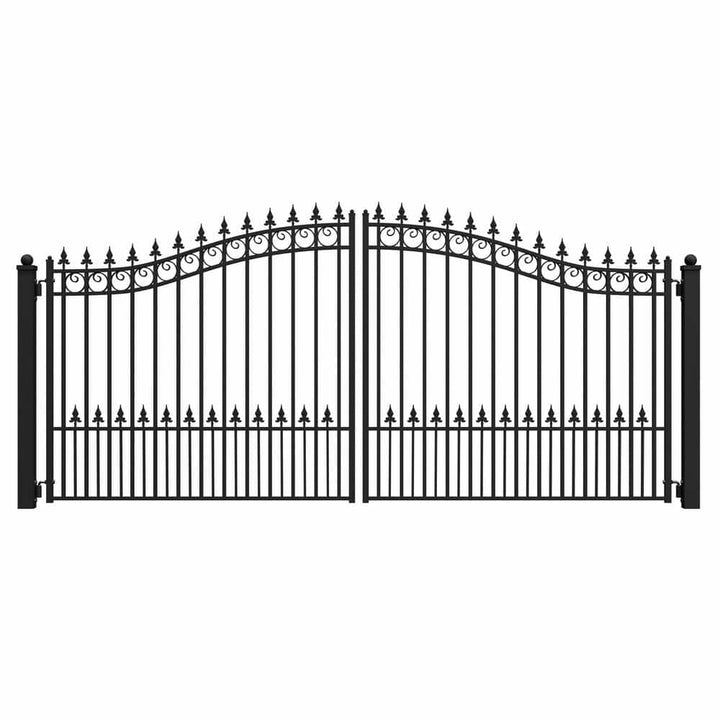ALEKO Prague Style 18 ft. x 6 ft. Black Steel Dual Driveway Fence Gate
