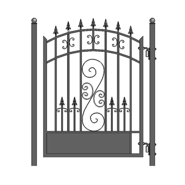 ALEKO Venice Style 4 ft. x 5 ft. Black Steel Pedestrian Fence Gate