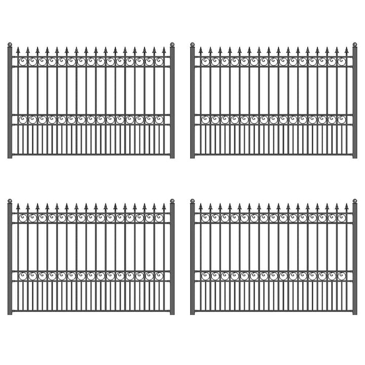 ALEKO 32 ft. x 5 ft. London Style Security Fence Panels Steel Fence Kit 4-Panel Gate Fence