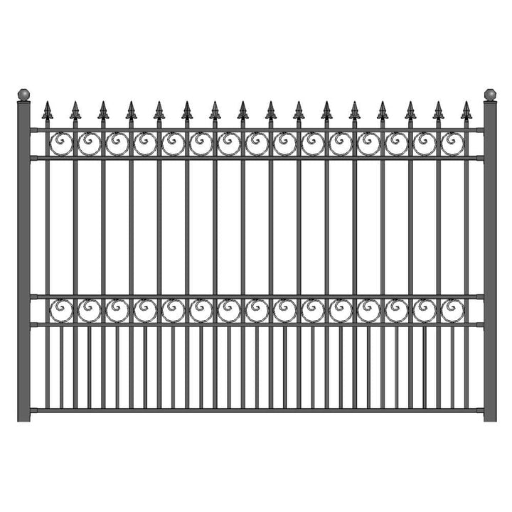 ALEKO London Style 5 ft. x 8 ft. Black Iron Fence Panel