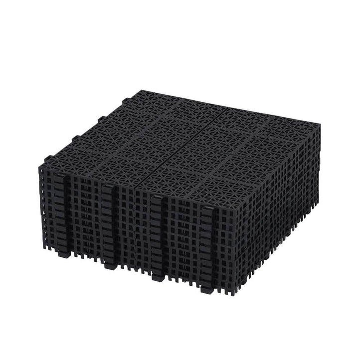 Amucolo 12 in. x 12 in. Waterproof Composite Interlocking Deck Tile in Black for Bathroom Shower Balcony Porch (Set of 12 Tiles)