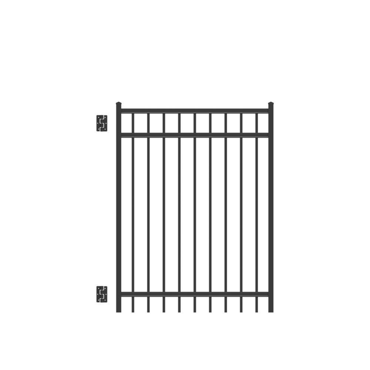Barrette Outdoor Living Natural Reflections Heavy-Duty 4 ft. x 5 ft. Black Aluminum Straight Pre-Assembled Fence Gate