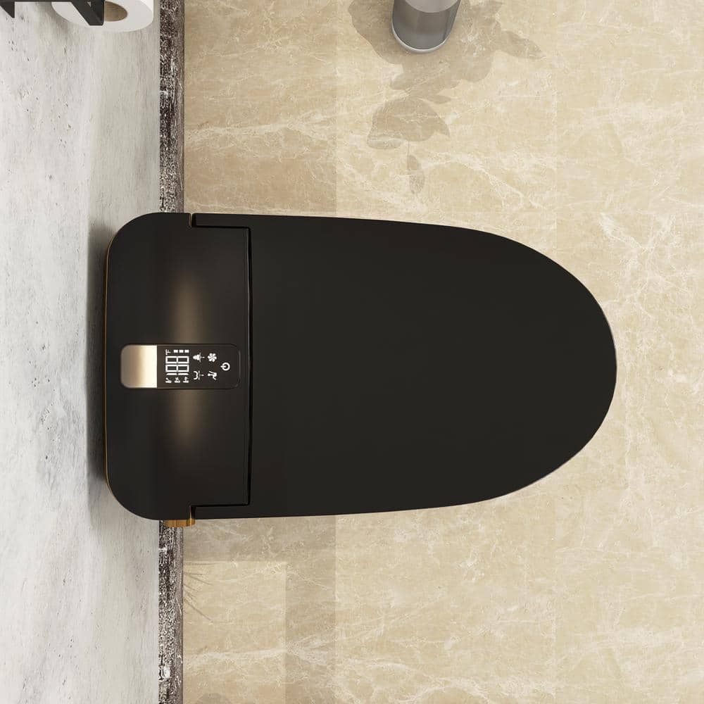 Smart Elongated Bidet Toilet 1.28 GPF Black with Deodorizing, Soft Close